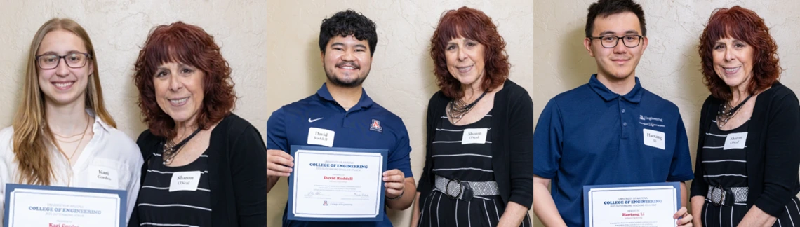 Software engineering students and teaching assistants pose for a picture at the end-of-semester awards celebration