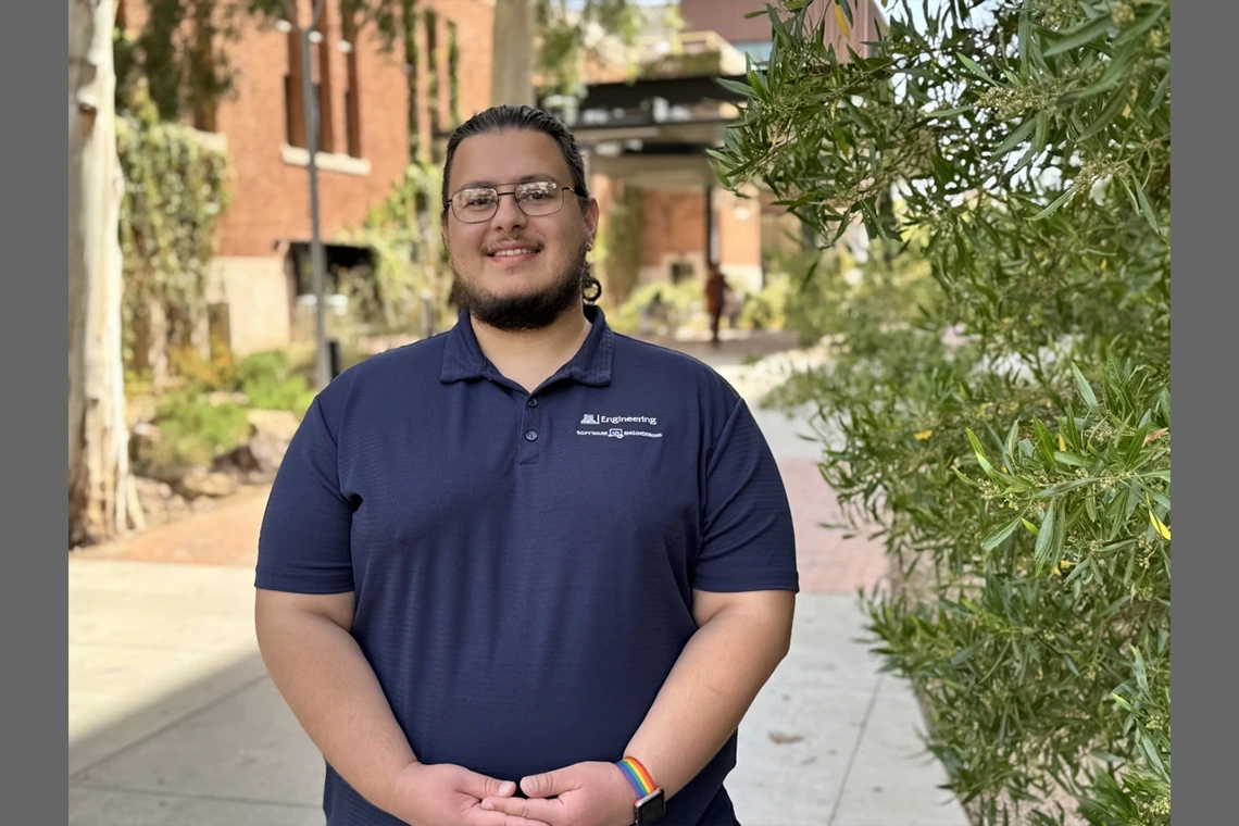 Jacob Ishak-Boushaki, a software engineering major and co-chair of Hack Arizona at the University of Arizona College of Engineering.